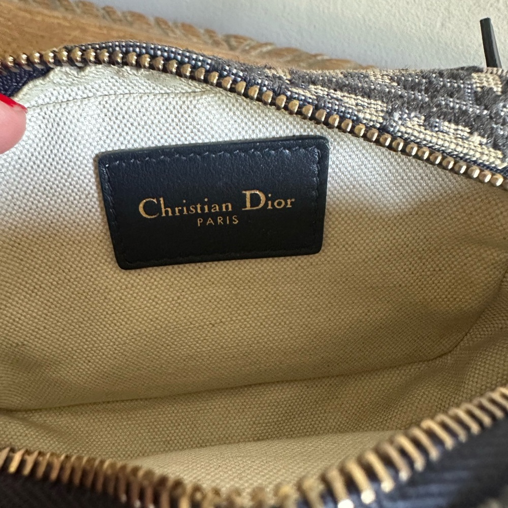 Christian Dior Waist Belt Pouch Leather Navy Beige - Picture 7 of 8